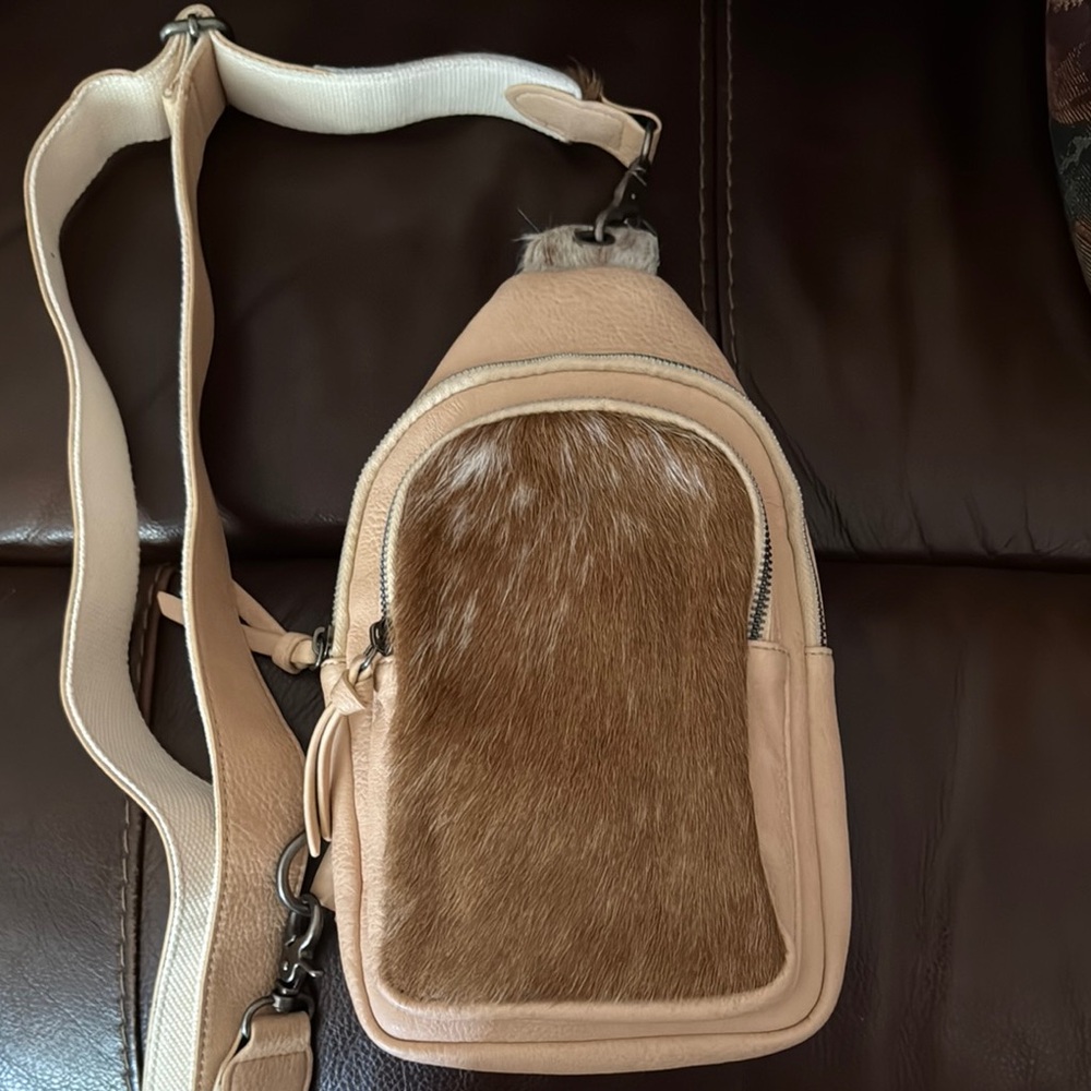 Montana West Cream and Brown Fur Accent Backpack
